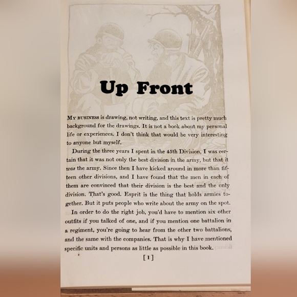 Vintage HC/DJ Up Front By Bill Mauldin 1st Edition 1945 World War 2 Cartoonist - Picture 5 of 14